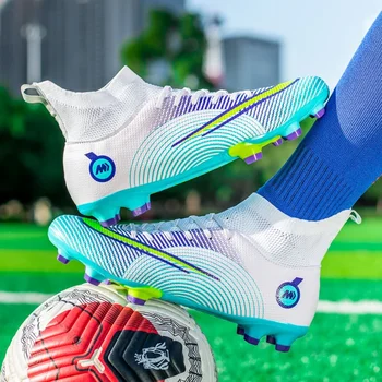 2023 Мъжки нови високи топ футболни обувки FG / TF висококачествени детски футболни ботуши против хлъзгане на открито тренировъчни обувки маратонки