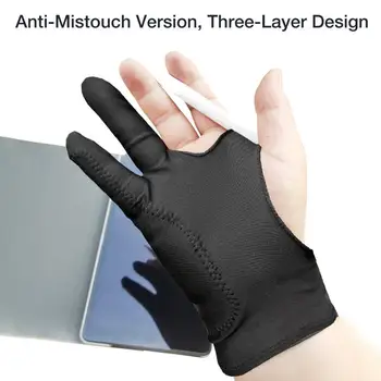 Anti-Touch Ръкавици за ръчно рисуване с два пръста за таблет Цифрова дъска Екранно докосване Рисуване Анти-фаулинг Маслена живопис Арт консумативи