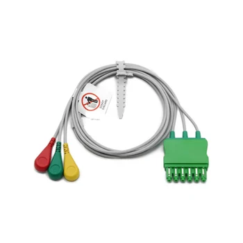 Съвместим Drager ЕКГ кабел 3-оловен еднопинов конектор 3 цветен код MS14556