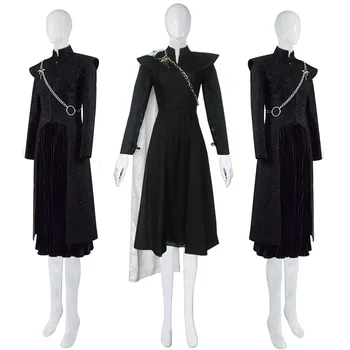 Денерис Таргариен Дани Cosplay костюм Средновековие рокля униформа черно облекло наметало Хелоуин парти костюм за жени Aldult