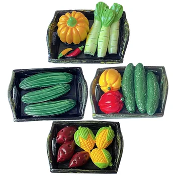 4бр Dollhouse зеленчукова кошница модели мини смола растителни фигурки за мини къща декор смесен стил