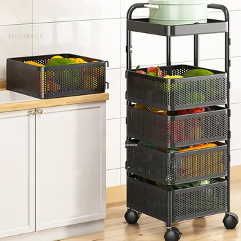 многослойни въртящи се кухненски колички Снек играчка спомагателна количка многофункционална количка за съхранение на плодове и зеленчуци