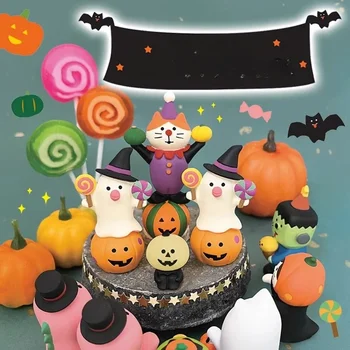 2024 Хелоуин тиква японски котка миниатюрни сцена подпори мода игра творчески подарък ZAKKA смола малка декорация