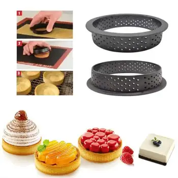 10/8/6/4PCS DIY тарт пръстен мухъл Инструменти за торта Френски десерт Bakeware Кътър кръгла форма декориране инструмент перфориран мус кръг