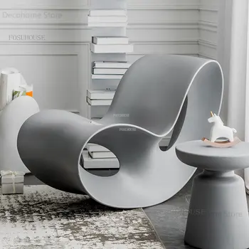Европейски пластмасови холни столове Творчески люлеещ се стол Мебели за хол Дизайнерски шезлонг Мързелив единичен разтегателен диван c