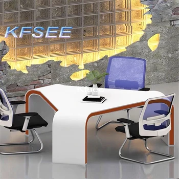 Kfsee 1бр Комплект в трима души Офис маса Компютърно бюро