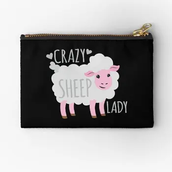 Crazy овце дама цип торбички бикини козметични опаковки монета джоб мъже пари чисто съхранение портфейл бельо чорапи чанта жени