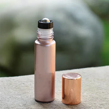 10/30/50pcs празен 5ml/10ml стъклена ролка бутилка със стоманена топка розово злато парфюм етерично масло за многократна употреба дезодорант контейнер