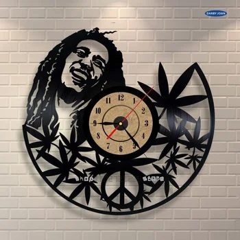 12 инча Боб Марли кварцов стенен часовник античен стил големи декоративни стенни часовници винил диск часовник хол изкуство шоу