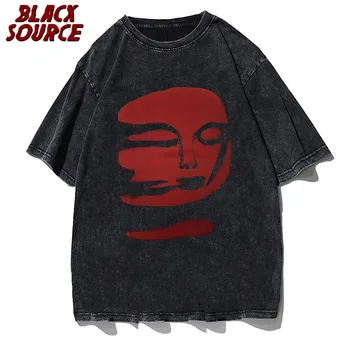 Хип-хоп извънгабаритна тениска Мъжко улично облекло Червена фантомна печатна тениска 2022 Лятна мъжка тениска Harajuku Блуза с къс ръкав Tee