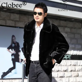 1 Имитация на норка marten chaqueta cuero hombre зимно палто връхни дрехи изкуствено мъжко облекло кожено палто мъжко кожено палто L618