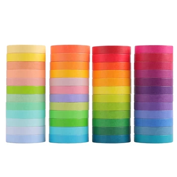 48PCS/box Rainbow плътен цвят японски маскиране Washi лепкава хартиена лента лепило печат DIY скрапбукинг деко Washi лента Lot