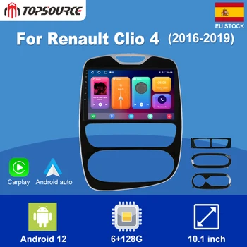 TOPSOURCE TS18 6G+128G радио за Renault Clio 4 2012 - 2016 Carplay 4G кола мултимедия GPS 2din Autoradio безжичен CarPlay Auto