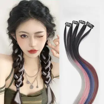Невидими разширения коса регулируеми едно парче градиент изкуствена перука симулация безшевни разширения коса за жени