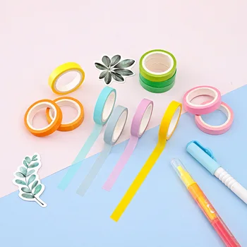 40PCS Комплект ленти Washi Дневник Скрапбукинг Декоративни самозалепващи се ленти DIY Rainbow цветни лепкави училищни пособия За деца