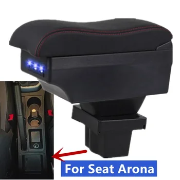 За Seat Arona подлакътник кутия За Seat Arona Car Подлакътник кутия Централна кутия за съхранение Вътрешна модернизация с USB аксесоари за кола