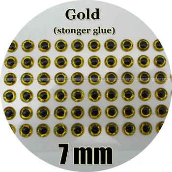 (по-силно лепило) 7mm 3D злато / на едро 600 меки формовани 3D холографски рибни очи, връзване на мухи, приспособление, примамка