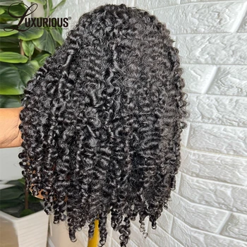 13x6 Funmi къдрава дантела отпред човешка коса перуки за черни жени бразилски прозрачна дантела фронтална перука 150% -180% плътност красота U