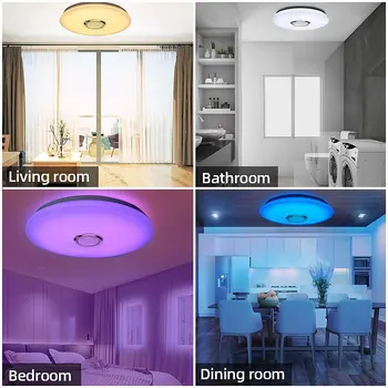  RGB LED таванна светлина Регулируема Bluetooth-съвместима модерна таванна лампа 2800K-6500K интелигентна LED лампа за спалня хол