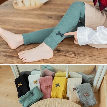 детски чорап bowknot момичета чорапогащи дантела лък стегнат бебе девет минути панталони малко дете тънък чорапогащник