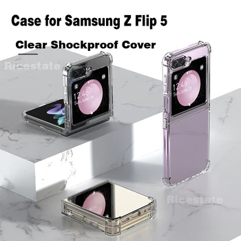 Ясен защитен калъф за Samsung Galaxy Z Flip 5 Удароустойчив прозрачен моден капак Анти-детонаторни калъфи за Samsung Z Flip5