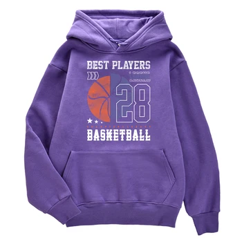 Най-добрите играчи Легенда 28 Баскетболен печат Hoody Man's Oversized спортни дрехи улица редовни дрехи Streetwear O-образно деколте качулки