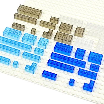 Clear тухла MOC прозрачни дебели градивни блокове 1x1 1x2 2x2 2x4 точки фигури образователна творческа играчка за дете съвместима марка