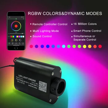 Twinkle Fiber Optic Light Universal с контролер за приложения за смартфони Аксесоари за интериора на автомобила Rgbw Light Portable