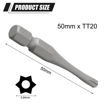50mm Магнитна Torx отвертка Bit T6 T7 T8 T10 T15 T20 T25 T27 T30 T40 За пневматични електрически отвертки Аксесоар за електроинструменти