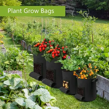 Plant Grow Bag Potatoes Growing Containers With Two Flap Windows And Handles Nonwoven Fabric Garden Pot For Potatoes Tomato