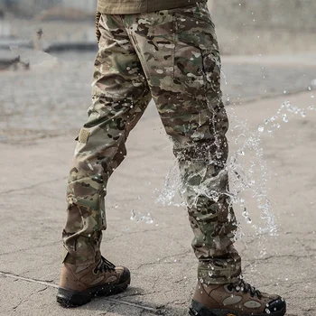 камуфлаж тактически карго панталони мъже рип-стоп много джоб водоустойчив армия военни борба открит SWAT памук дълги панталони