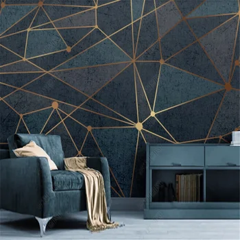 Творчески геометрични линии Модерен тапет за хол Минималистичен абстрактен луксозен телевизионен фон стенопис хартия Начало декор