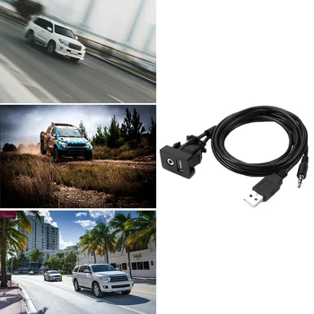 Dash USB порт панел 3.5mm 1/8 AUX USB удължителен кабел за Toyota Camry Corolla Осигуряване на високоскоростно предаване на данни