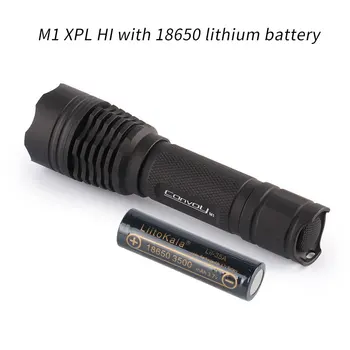  Конвой M1 XPL HI LED, DTP плоча, 7135 * 8 бишкоти, гладък рефлектор, фенерче 18650, факел, с литиева батерия 18650