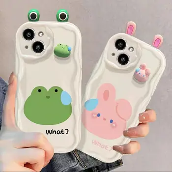 Сладък 3D уши мечка заешки очи жаба крем вълна случай за Xiaomi POCO X5 X3 Pro X4 NFC F3 F4 X4 GT M3 M4 Pro MI 11 Lite 5G NE 12T