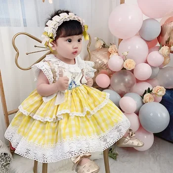 2021 Лятна детска рокля за момичета Бебешко парти рокля за деца Сватбена рокля момиче Новородено топка рокля Лолита парти Принцеса Вестидос