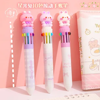 24 бр./лот Kawaii Rabbit 10 цвята химикалка сладък натиснете химикалки училище офис писане доставки канцеларски материали подарък