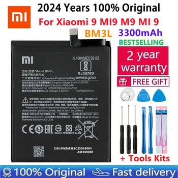 100% оригинална висококачествена батерия за подмяна на Xiaomi 9 MI9 M9 MI 9 BM3L батерии за батерии за оригинални телефони 3300mAh с инструменти