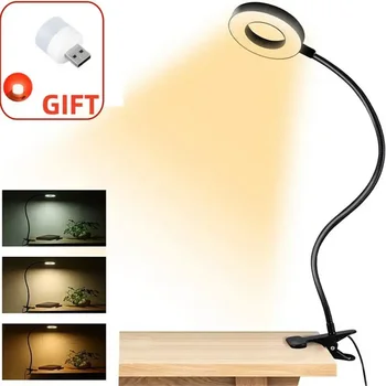 48 светодиоди Настолна лампа клип USB книга светлина нощно легло 360 ° гъвкава защита на очите гъши врат четене светлина яркост регулируема 3 ниво