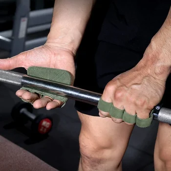 1 чифт кожени ръкавици за вдигане на тежести Защита на дланта Фитнес гимнастика Grip Издърпайте нагоре вдигане на тежести тренировка протектор