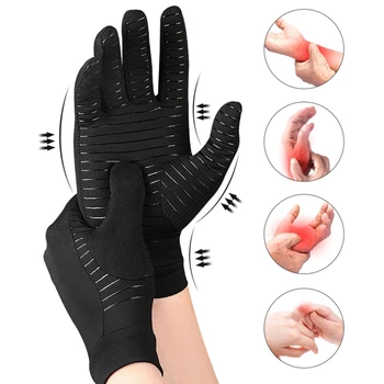 Copper Arthritis Compression Gloves for Women Men Full Finger Gloves for Tablets Hand Pain Swelling and Carpal Relieve Wrist