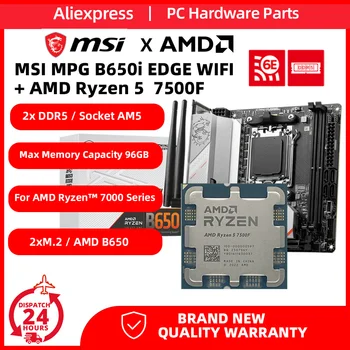 MSI дънна платка с CPU MPG B650i EDGE WIFI placa mae + AMD Ryzen 5 7500F процесор AM5 B650I дънна платка 64G R3 R5 R7 R9 комплект