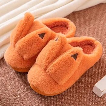 Kalsooni Сладки уши Вътрешни чехли за деца Зимни дебели подметки плоски пухкави домашни обувки за семейство