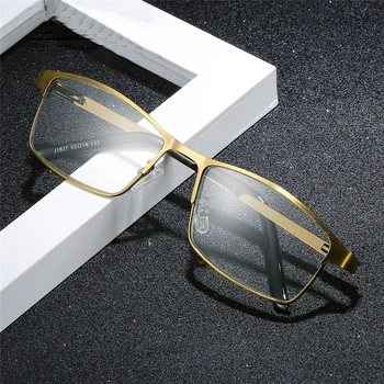 Shatar Нови очила за четене за мъже Бизнес половин рамка метална рамка синя светлина доказателство модерен супер светлина пресбиопия очила