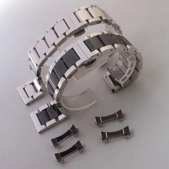 18mm 19mm 20mm 21mm 22mm 23mm 24mm Silver Black Ленти за часовници от неръждаема стомана Полирани ленти за часовници Каишка гривна Свободни извити краища