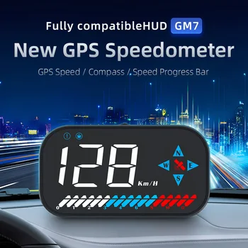 Автомобилен цифров скоростомер Head Up дисплей HUD GPS скоростомер компас превишена скорост аларма умора шофиране напомняне превозно средство универсален