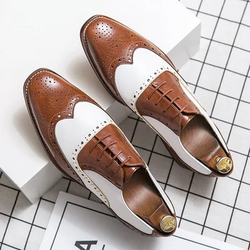 Мъжки официални обувки Висококачествени ежедневни кожени обувки Мода Дантела нагоре Работа на открито Бизнес обувки Британски стил Мъжки обувки Оксфорд