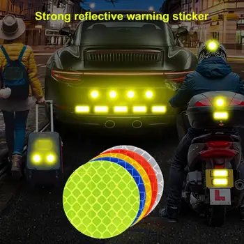 10Pcs кола отразяват ваденки водоустойчива пластмаса против надраскване кръгла форма отразяващ стикер отразяващ стикер за велосипед
