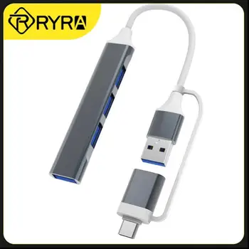 Type C + USB HUB Dock 3.0 USB 3.0 2.0 Hub 4 порта Multi сплитер адаптер OTG за Macbook алуминиева сплав