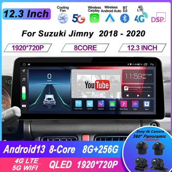 12.3 инчов Sreen Android 13 За Suzuki Jimny 2018 - 2020 Мултимедиен видео плейър Автомобилно радио стерео GPS навигация Carplay WIFI 4G